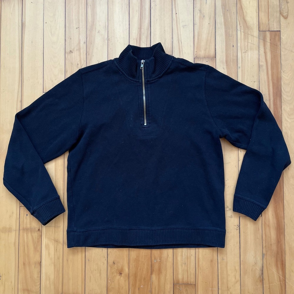 Carolyn Taylor Quarter Zip Pullover Sweatshirt Navy Blue M/M